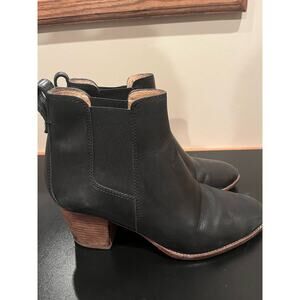 Madewell The Regan Ankle Black Leather Chelsea Boots Block Heel Women's Size 9.5